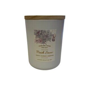 Sterling Home Fresh Snow Scented Natural Soy Wax Candle with Bamboo Lid 15 Oz‎